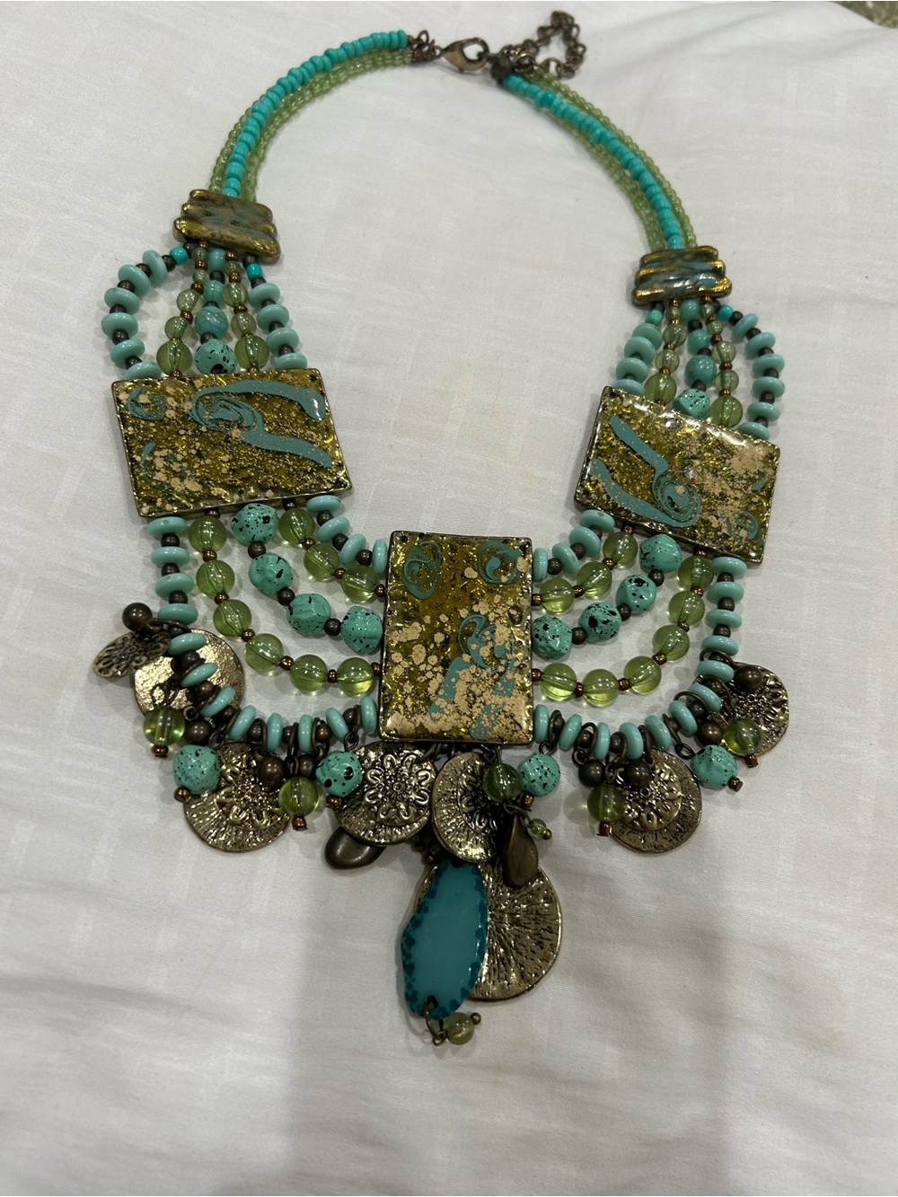 stunning Boho Turquoise & Gold Statement Necklace - Women Jewelry